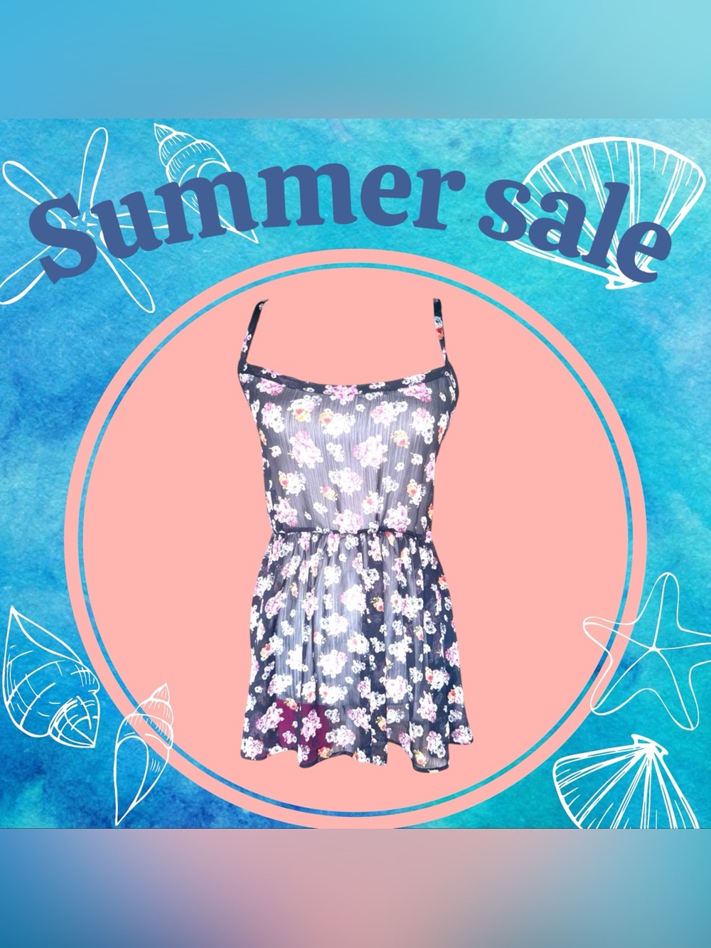 torrid Black Sheer Floral Camisole Dress with Pink & Orange Flowers